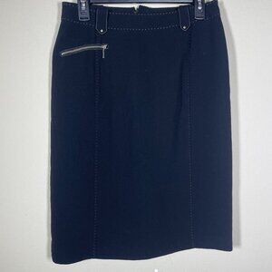 AZUR Women's Black Skirt Business Casual 28" Waist S Zipper Pocket!